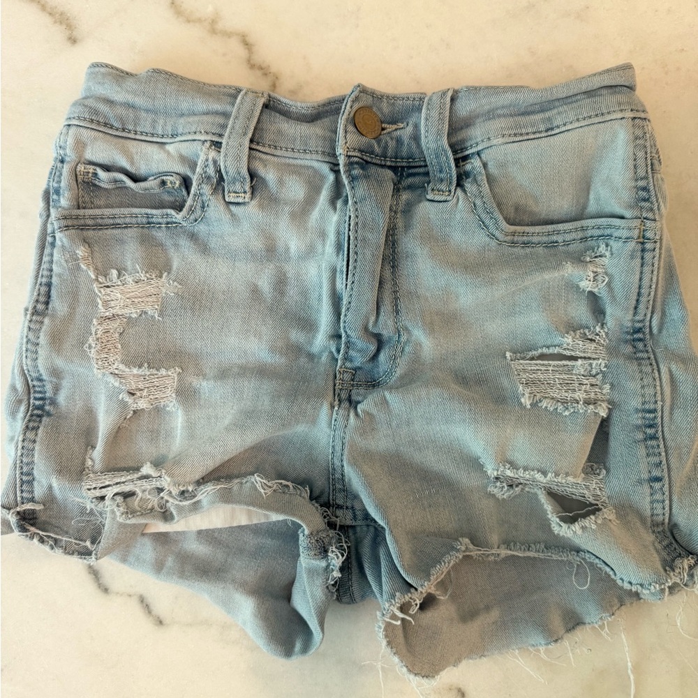 Hollister Light Blue Distressed Jean Shorts